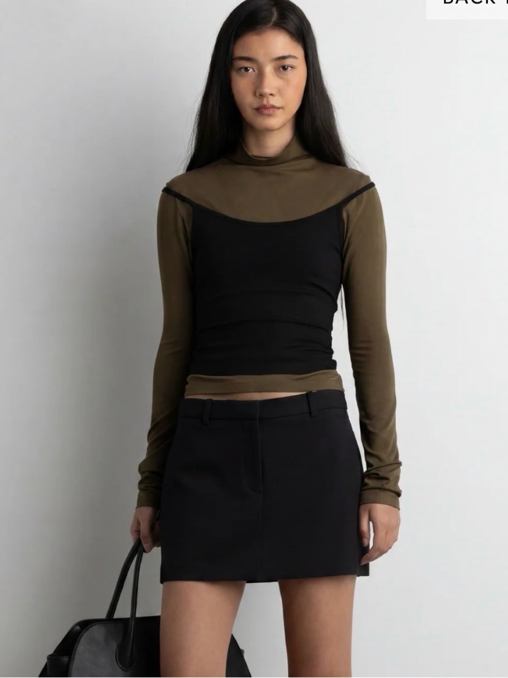 OAK + FORT Black Mini Suiting Skort Sz 2